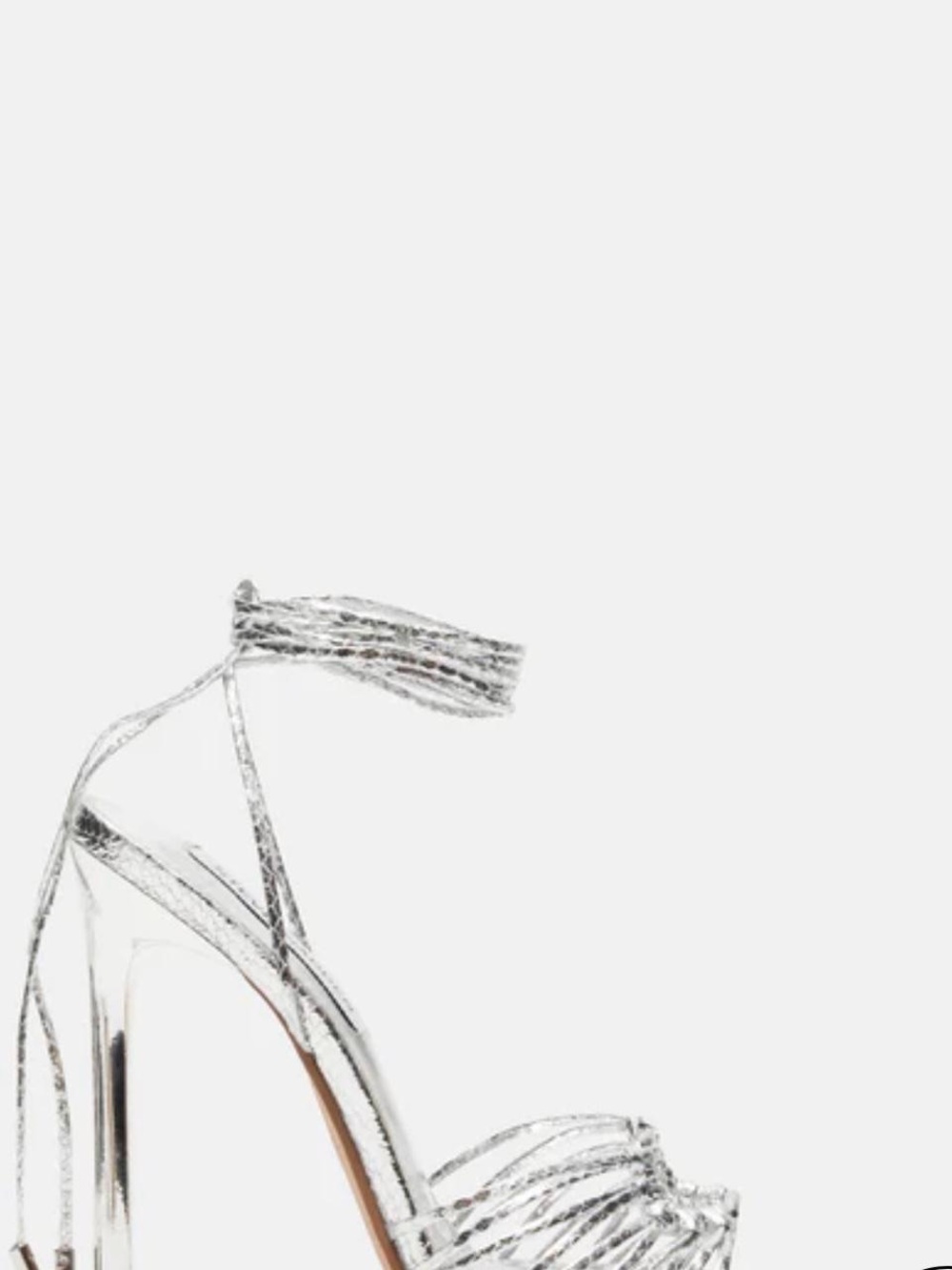 Steve Madden Zaya Metallic Silver Strappy Pointed Stiletto Heels - Picture 2 of 7